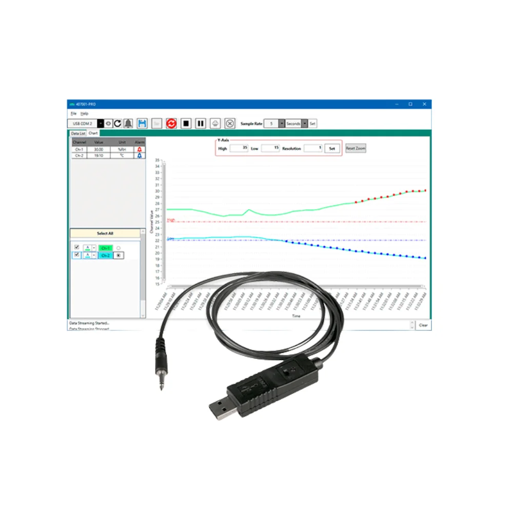 Phần mềm thu thập dữ liệu và cáp USB Extech 407001-PRO