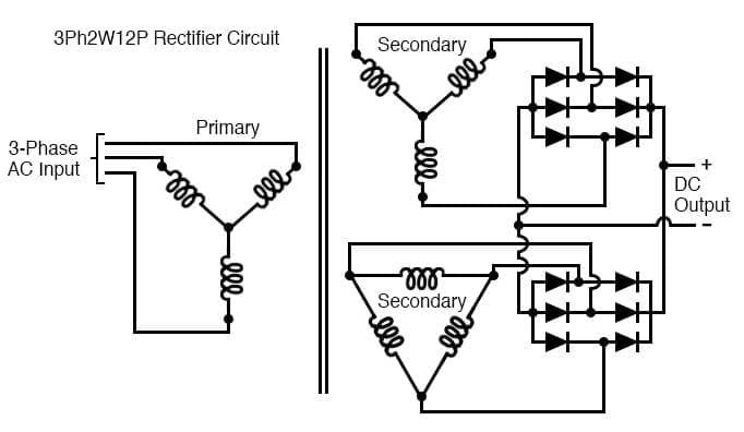 Mạch chỉnh lưu Mạch chỉnh lưu polyphase: 3 pha 2 chiều 12 xung (3Ph2W12P)