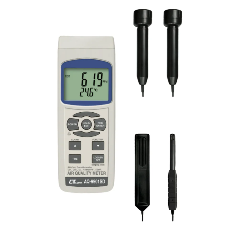 Máy đo nhiệt độ, độ ẩm và nồng độ CO2,O2,CO Lutron AQ-9901SD