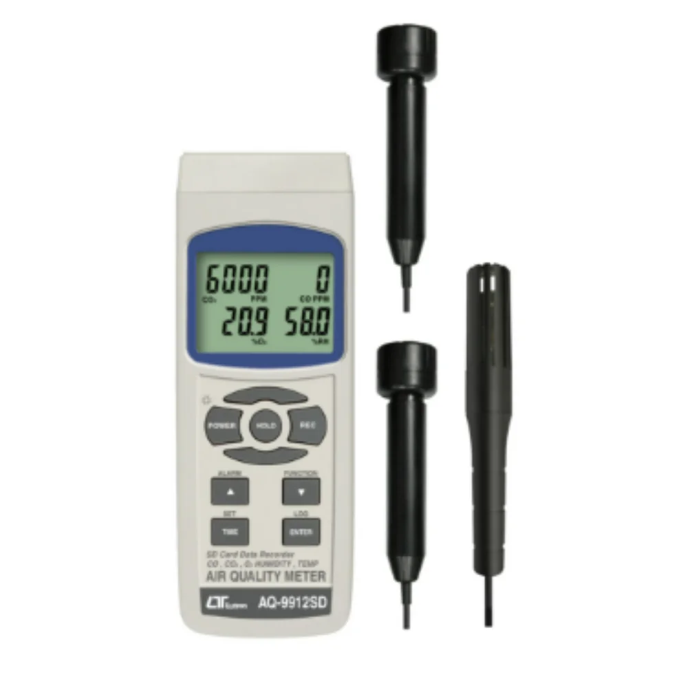 Máy đo nhiệt độ, độ ẩm và nồng độ CO2,O2,CO Lutron AQ-9912SD