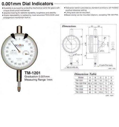 Đồng hồ so Teclock TM-1201