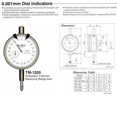 Đồng hồ so Teclock TM-1205