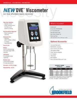 DVE viscometers brookfields datasheet