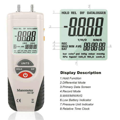 Áp kế kỹ thuật số HTI HT-1891 Áp kế kỹ thuật số HTI HT-1891 - Ảnh 5