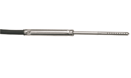 Đầu dò độ ẩm mỏng đo độ ẩm vật liệu thông qua độ ẩm cân bằng và có thể dễ dàng được sử dụng trong các hốc hoặc lỗ khoan nhờ thiết kế mỏng và thiết bị điện tử điều khiển từ xa.