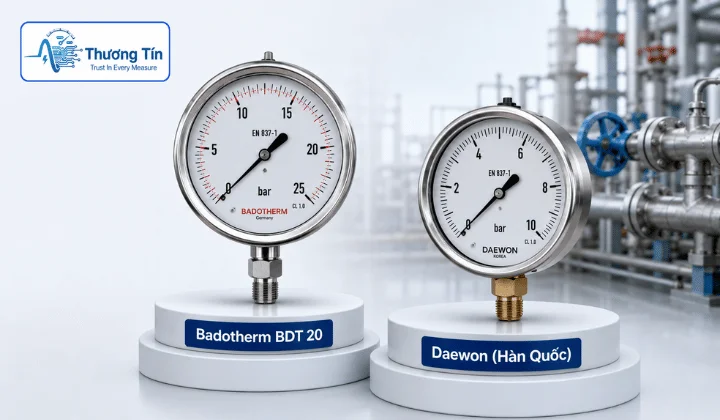 Đồng hồ áp suất cơ lắp trực tiếp trên đường ống, hoạt động ổn định không cần điện, phù hợp cho hệ thống khí nén, hơi nước và dầu thủy lực.