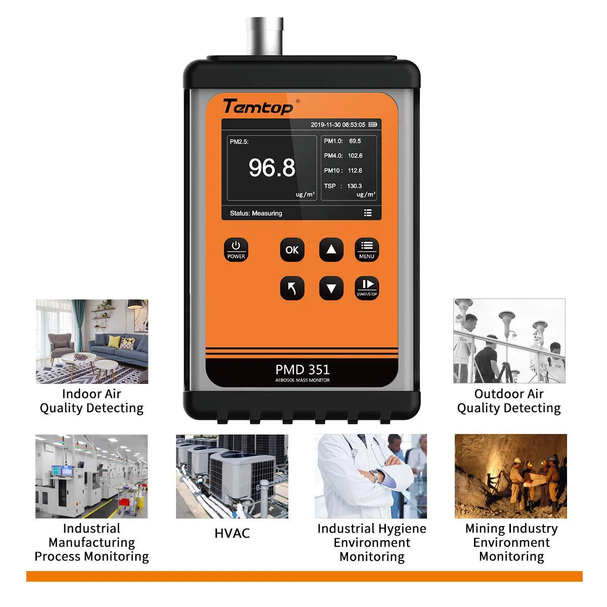 Máy đếm hạt cầm tay Temtop PMD 351 Máy đếm hạt cầm tay Temtop PMD-351