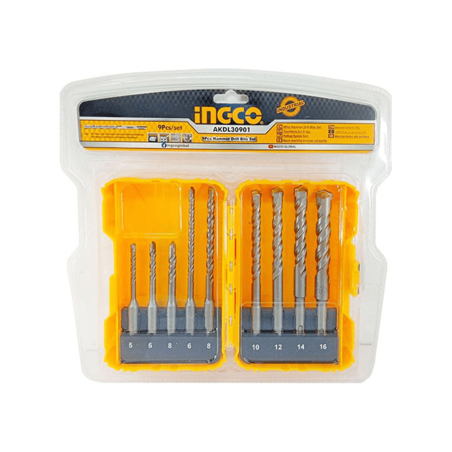 Bộ 9 mũi khoan bê tông đuôi gài INGCO AKDL30901