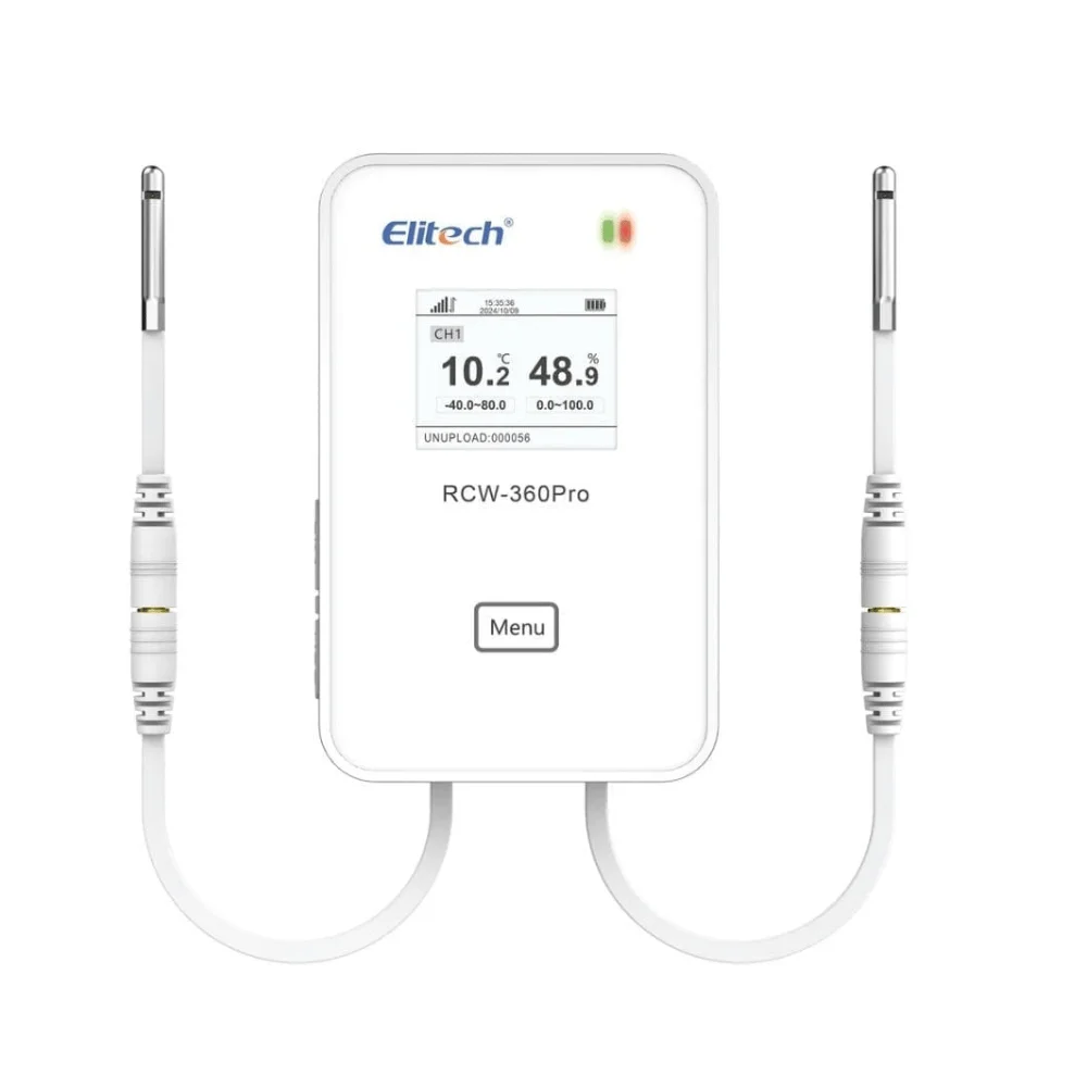 Bộ ghi dữ liệu nhiệt độ, độ ẩm 2 kênh Elitech RCW-360PRO-DC 4G