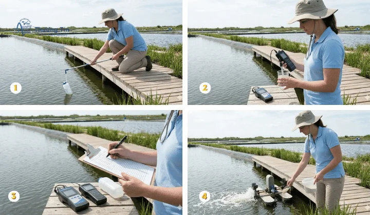 Cách kiểm tra chất lượng nước ao nuôi tôm, cá chuẩn nhất – Thiếu là mất vụ! Quy trình đo các thông số nước ao nuôi