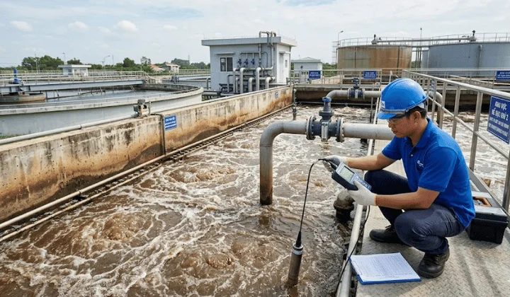 Máy đo oxy hòa tan DO trong nước: Ứng dụng trong thủy sản & xử lý nước thải Hình ảnh minh họa ứng dụng trong xử lý nước thải