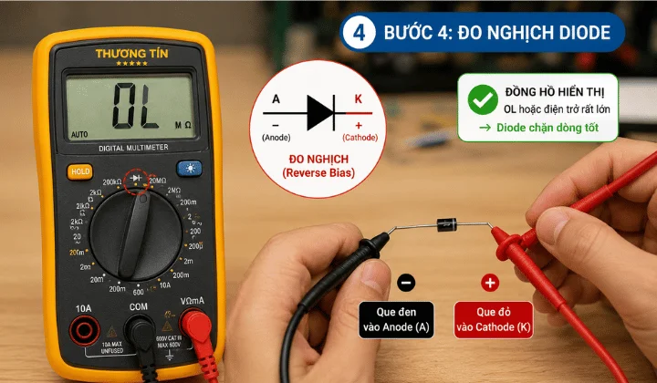 Hướng dẫn đo diode ở chế độ phân cực ngược