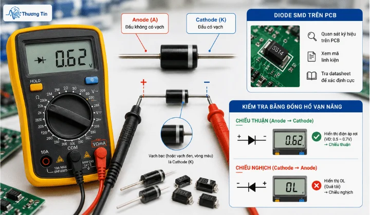 Hướng dẫn xác định cực Anode Cathode bằng ký hiệu