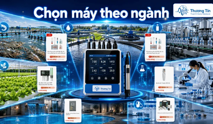 Máy đo pH & Chất lượng nước A-Z: Hướng dẫn chọn mua cho mọi ngành Bảng tra nhanh chọn máy đo pH theo ngành công nghiệp, thực phẩm, môi trường và phòng thí nghiệm