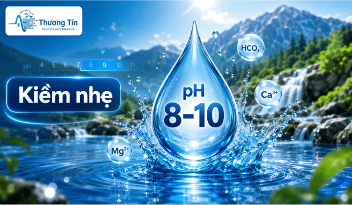 Bảng màu pH: Giải mã ý nghĩa chỉ số & Ứng dụng Giải mã dải màu pH 8 đến 10 - vùng xanh duong tính kiềm nhẹ