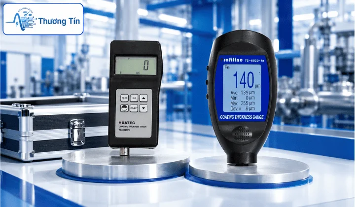 Huatec cung cấp máy đo độ dày lớp phủ đa dạng model, hỗ trợ cả nguyên lý F và NF, giá cạnh tranh phù hợp thị trường Việt Nam