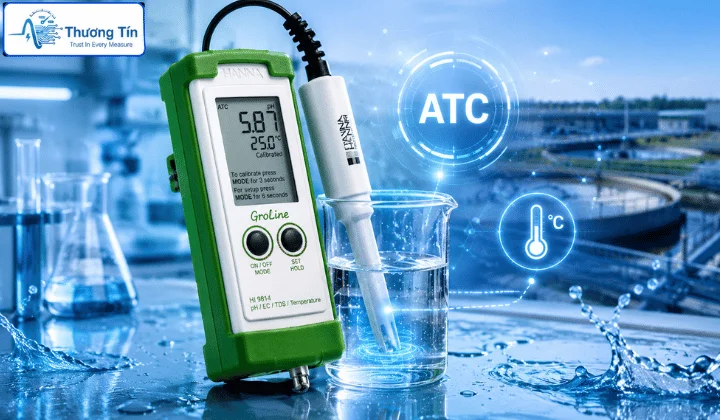 Máy đo pH & Chất lượng nước A-Z: Hướng dẫn chọn mua cho mọi ngành Thông số kỹ thuật bù nhiệt độ tự động ATC trên máy đo pH giúp kết quả chính xác khi nhiệt độ thay đổi