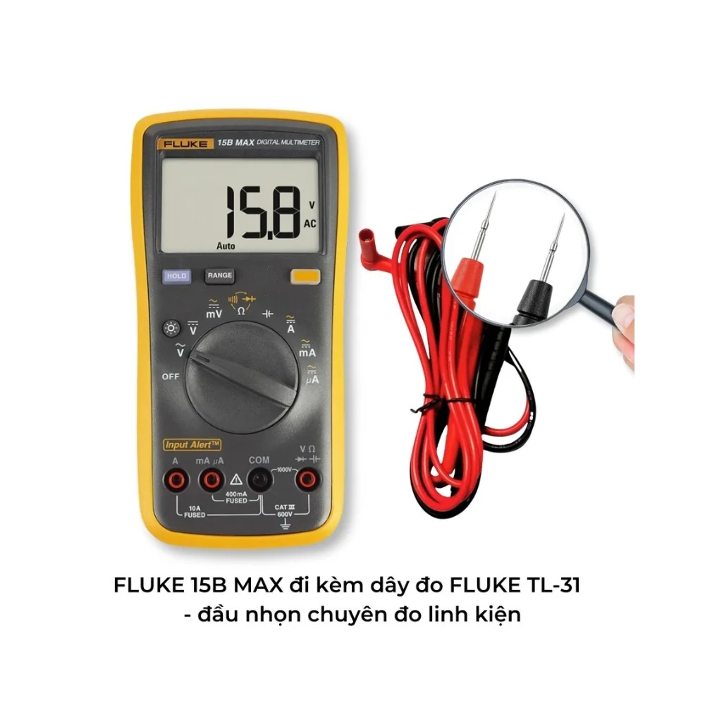 Đồng hồ vạn năng Fluke 15B Max-02 Đồng hồ vạn năng Fluke 15B Max-02 kèm que đo TL-31