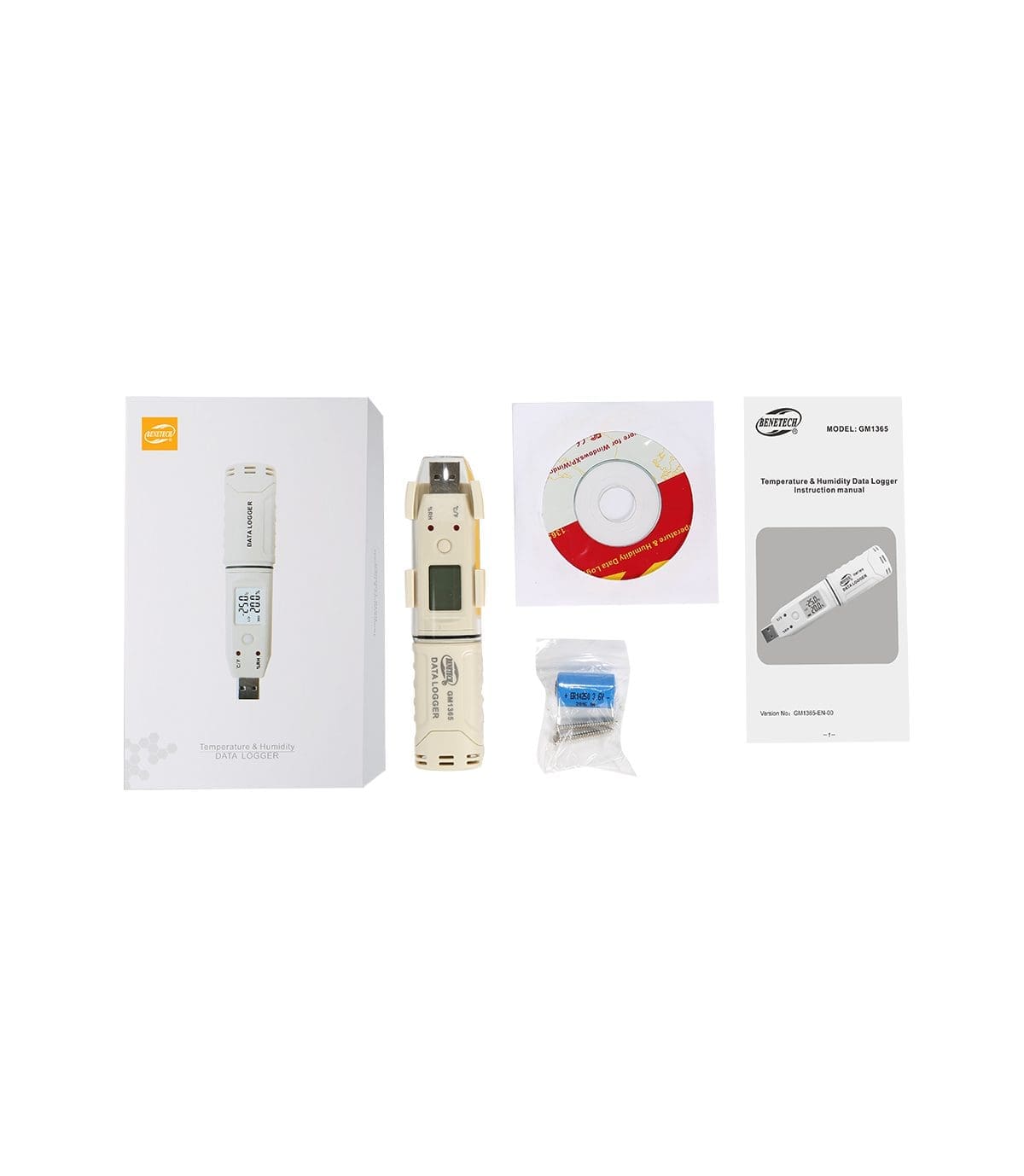 Nhiệt ẩm kế tự ghi Benetech GM1365 Bộ ghi dữ liệu nhiệt độ và độ ẩm GM1365