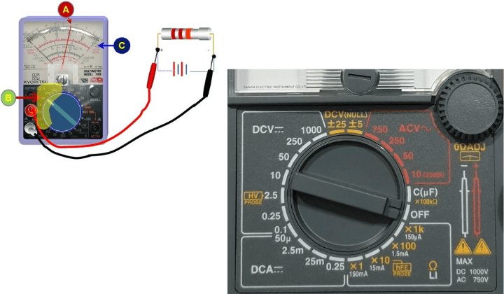 Các ký hiệu chức năng trên đồng hồ vạn năng kim