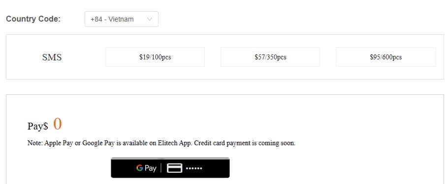 Lựa chọn mua thêm tin nhắn nhận cảnh báo qua SMS