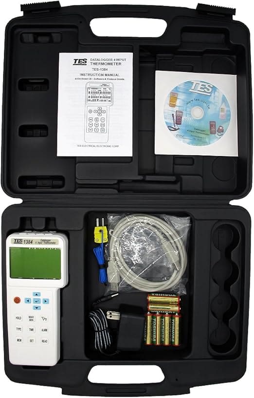 Phụ kiện đầy đủ theo máy đo nhiệt độ 4 kênh TES-1384