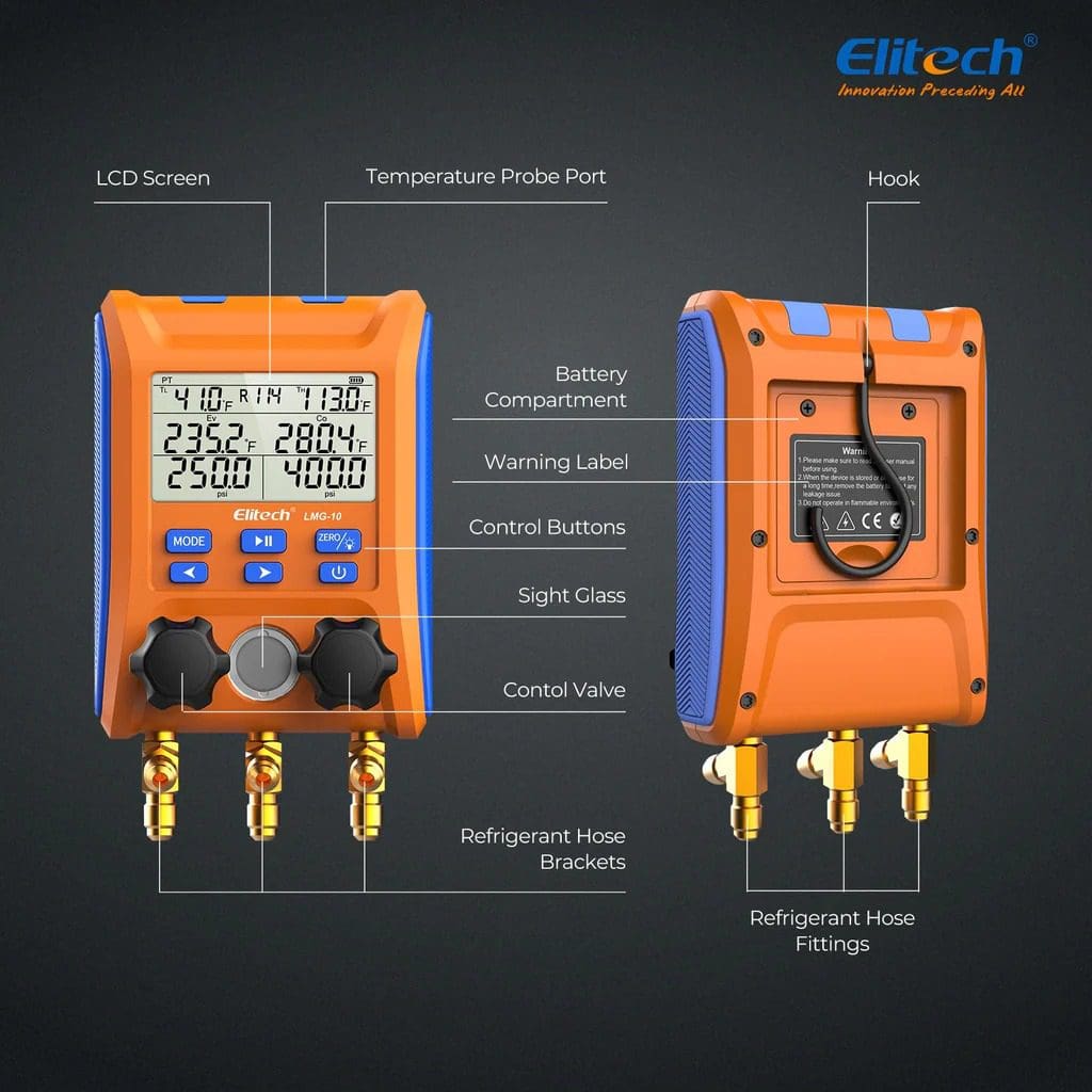 thiết kế đồng hồ đo áp suất gas lạnh Elitech LMG-10